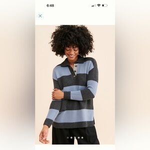 Anthropologie Madewell Jill Stripe Rugby Polo Top Medium